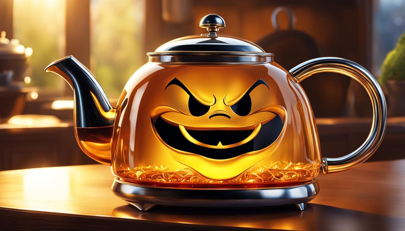 Evil Teapot Grin: Disney-Style Cartoon Illustration