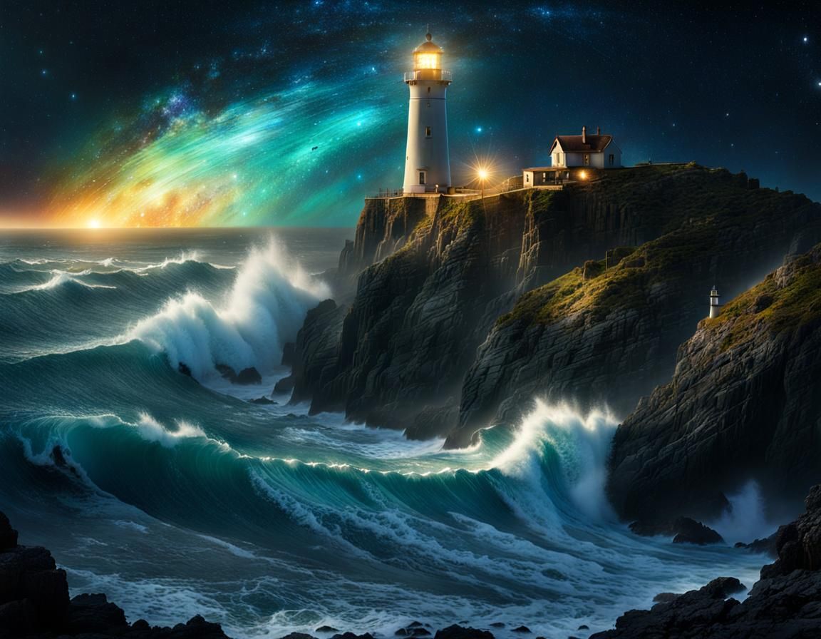 Cresting Waves at Twilight