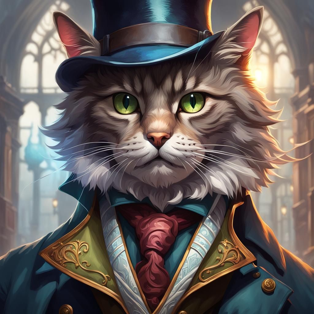 Sherlock Holmes Cat Portrait in Art Nouveau Style