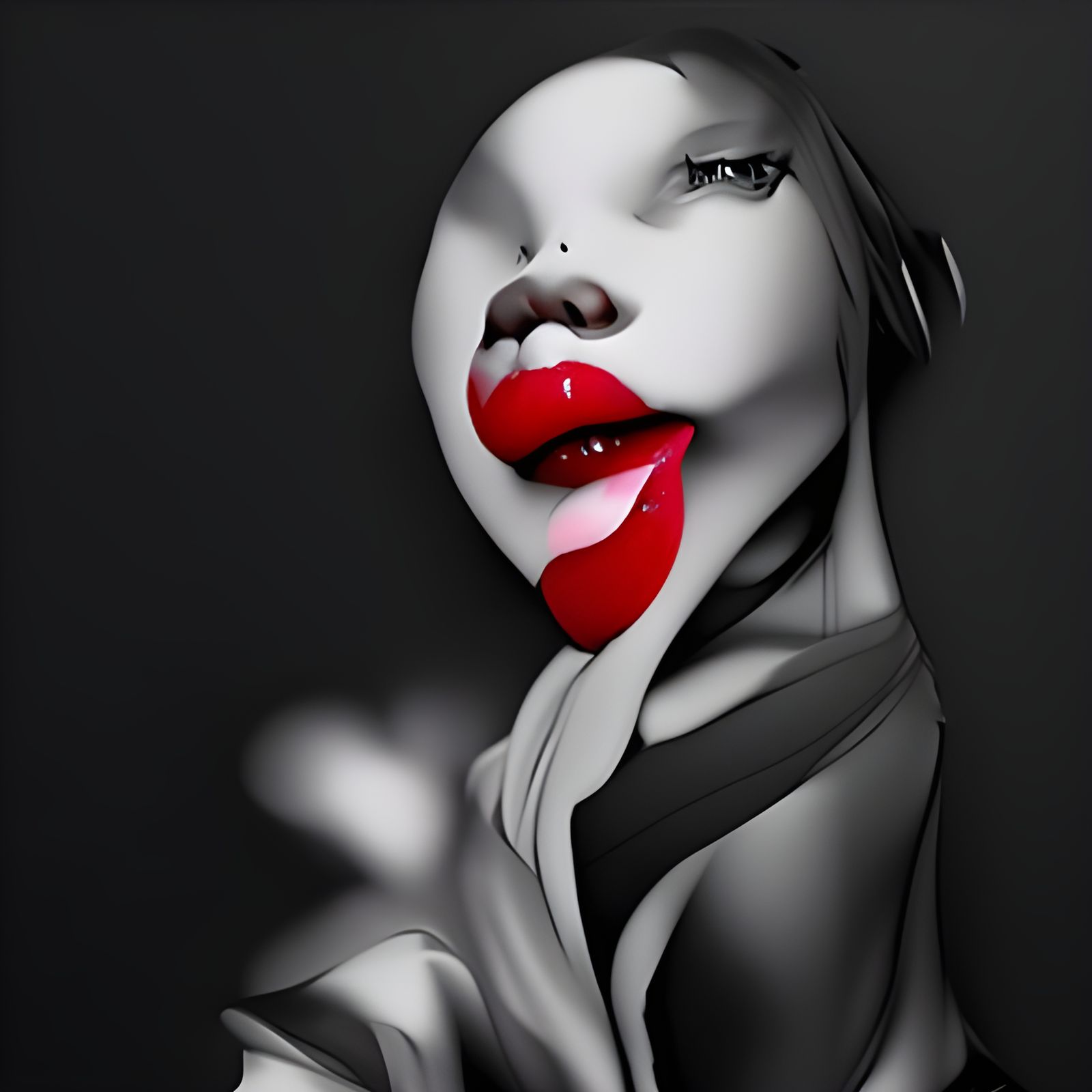 Striking Red Lips in Hyperrealistic Digital Art