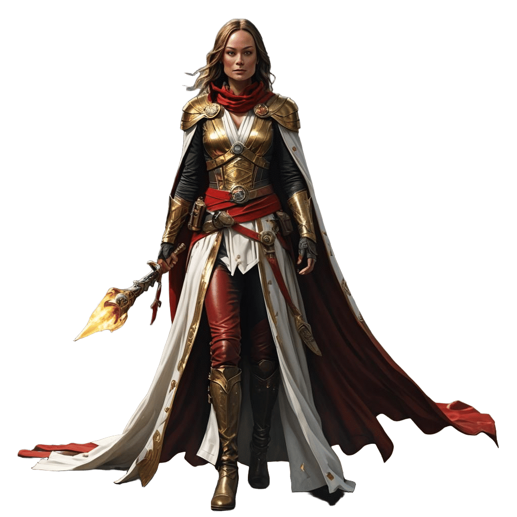 Fantasy Wizard in Gold and Red, Detailed Art