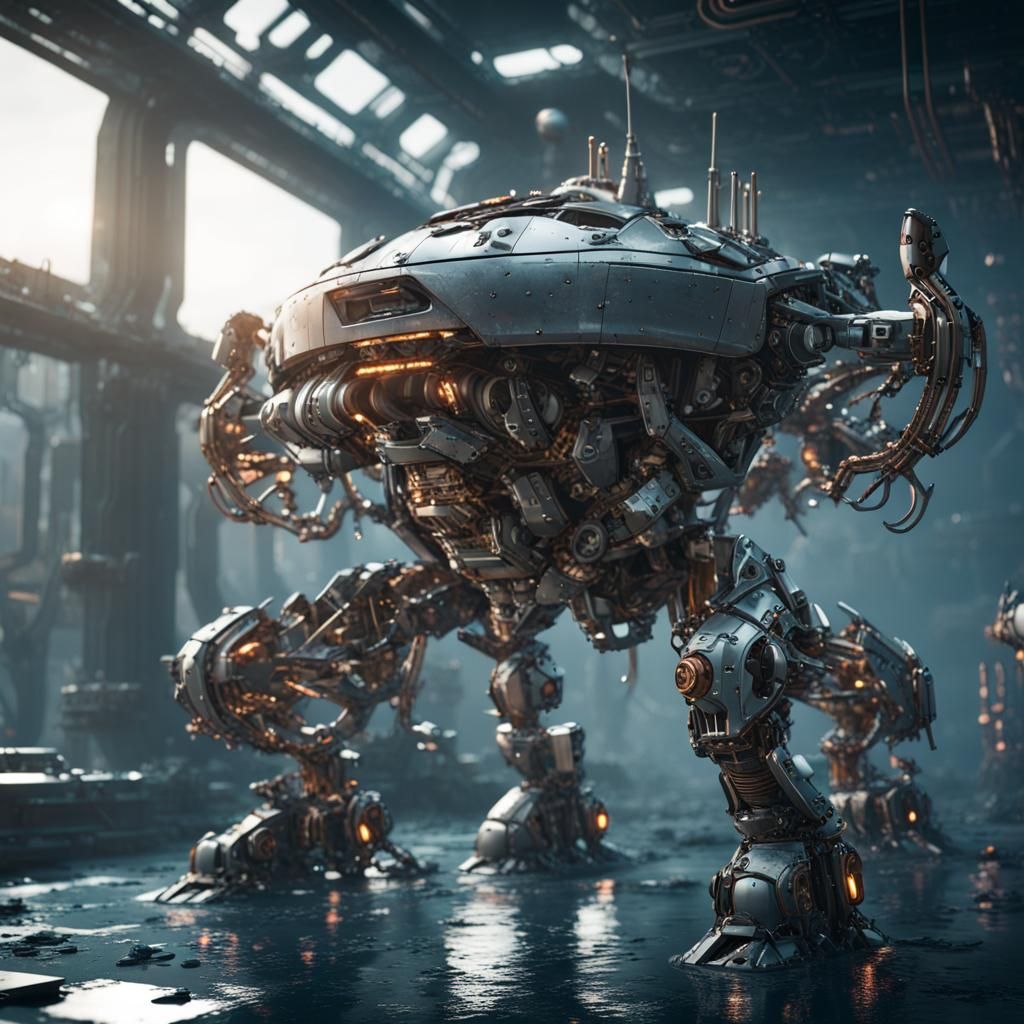 Gigantic Biomechanical Creatures in Post-Apocalyptic Underwa...