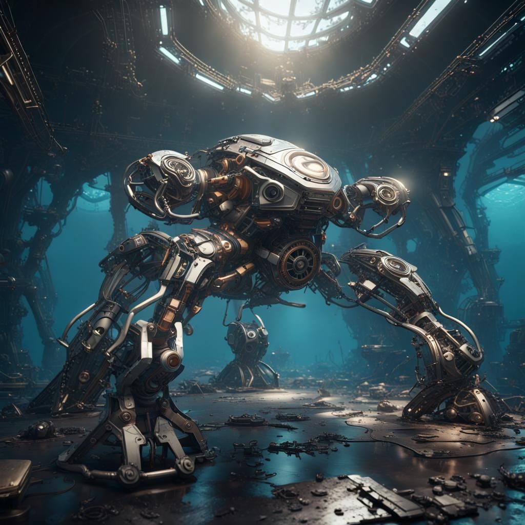 Gigantic Biomechanical Creatures in Post-Apocalyptic Ocean