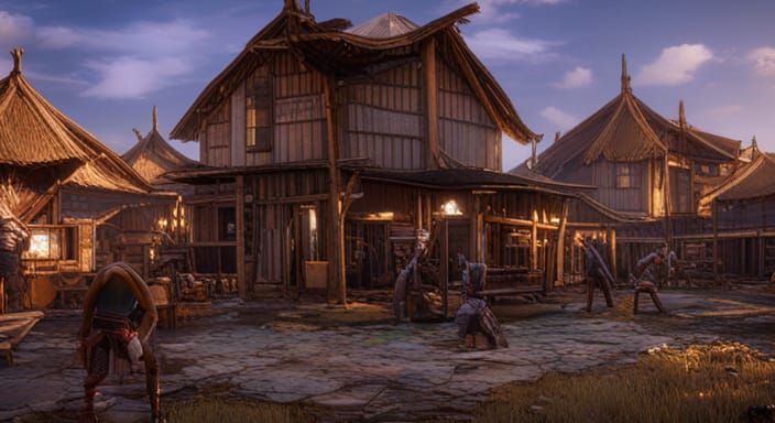 African Village Concept Art in Digital Painting Style