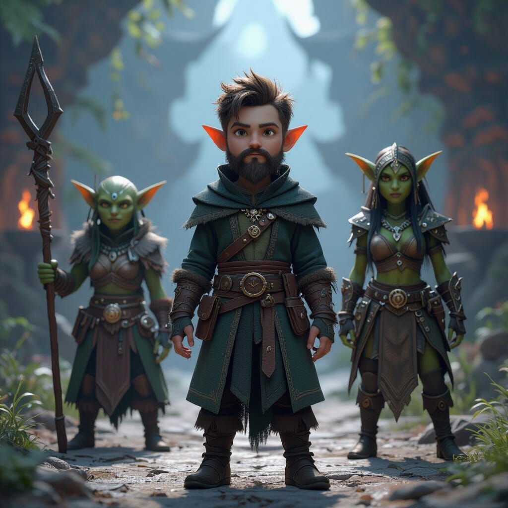 Mystical Realm: Wizard and Goblin Protectors in 3D