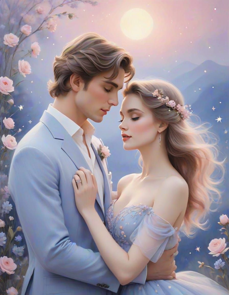 Lovers in Soft Pastel Impressionism