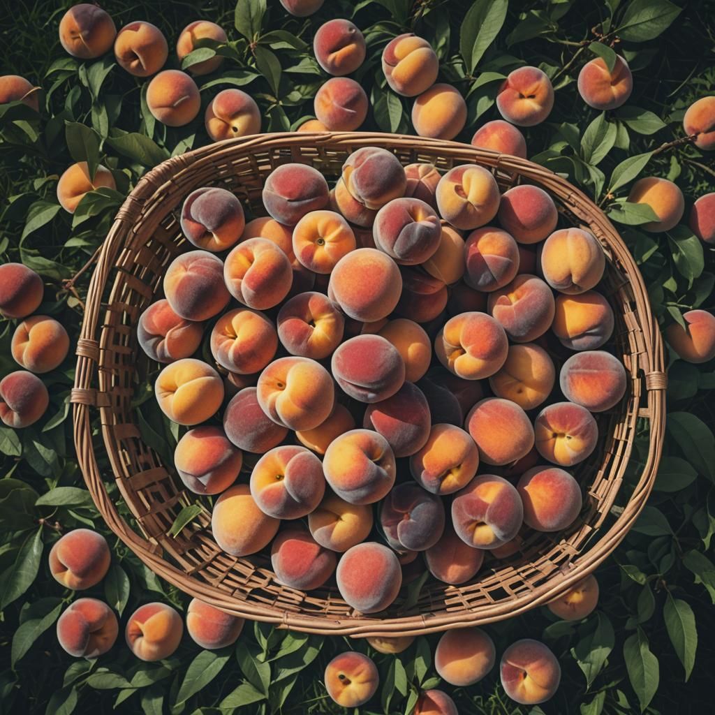 Peaches in a Basket: Cinematic Film Still
