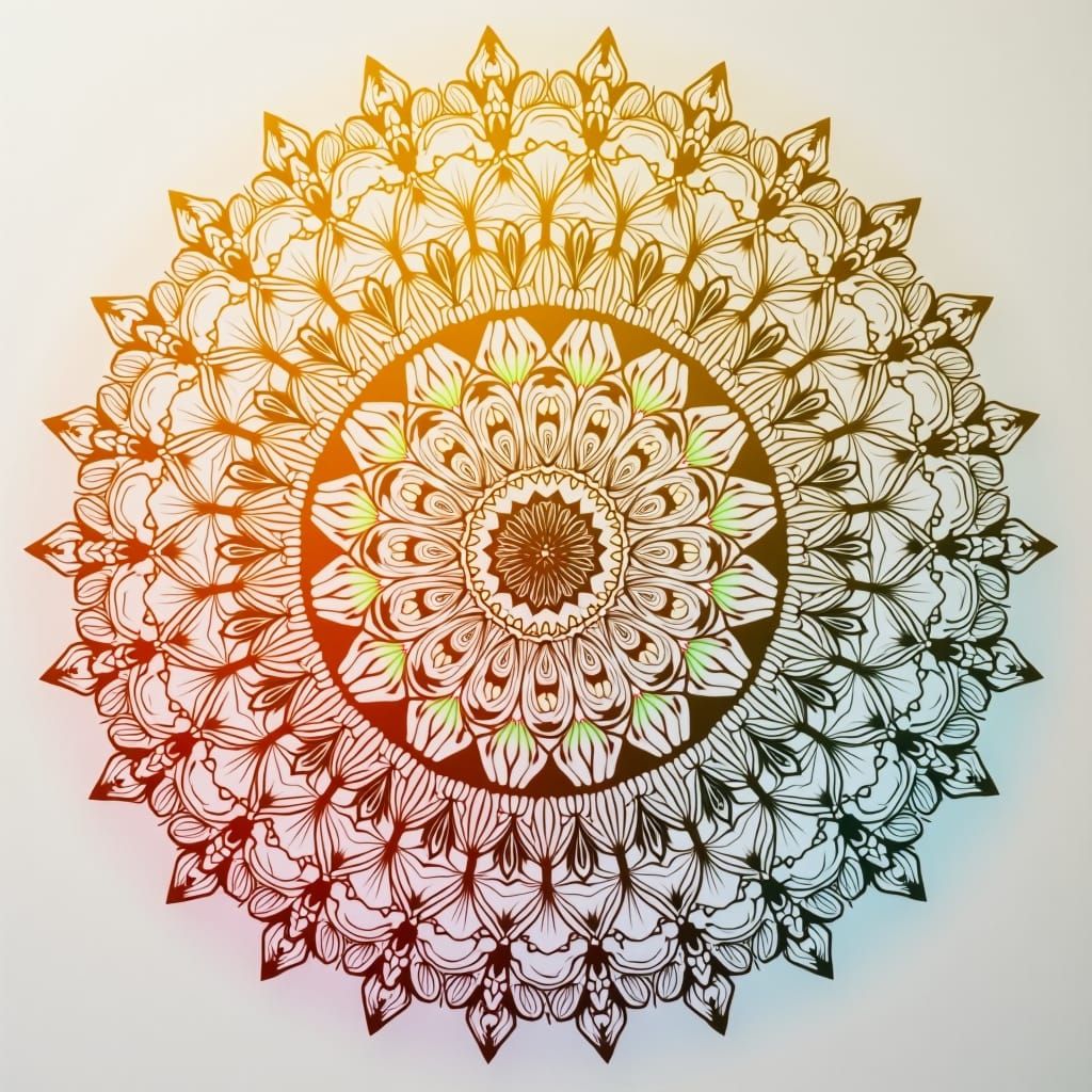 Intricate Mandala with Golden Outline in Pastel Colors