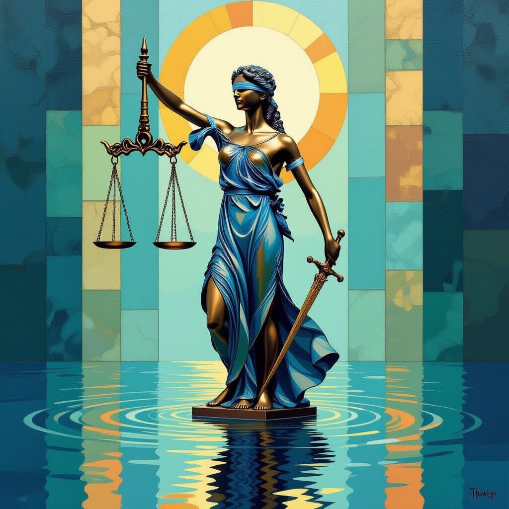 Geometric Lady of Justice with Scales