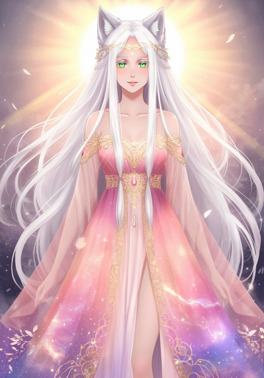 Wolfie: rose quartz and amethyst colours