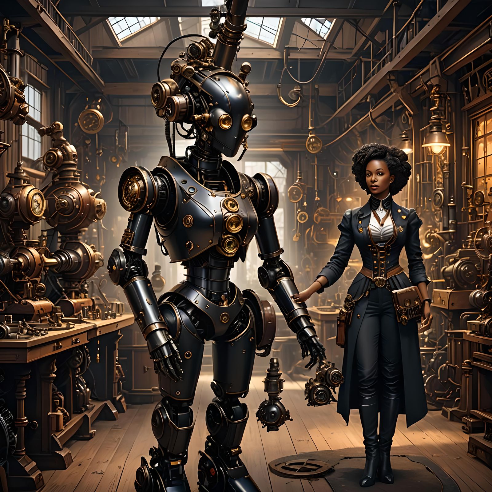 Age of Discovery: The black inventoress creates the first working, black machine-robot