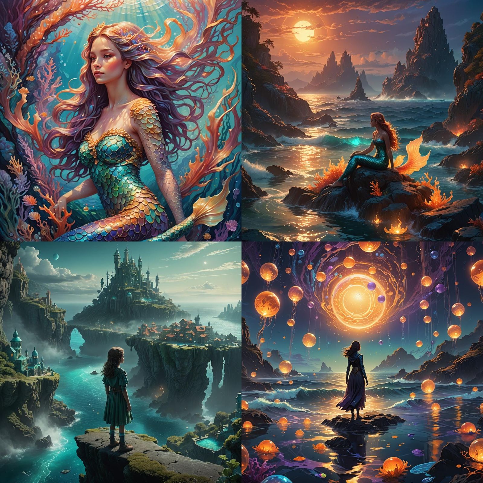 Fantastical Sea Girl Scenery in Detailed Matte Painting