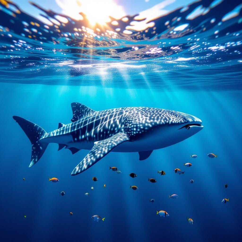 Majestic Whale Shark in Deep Blue Ocean