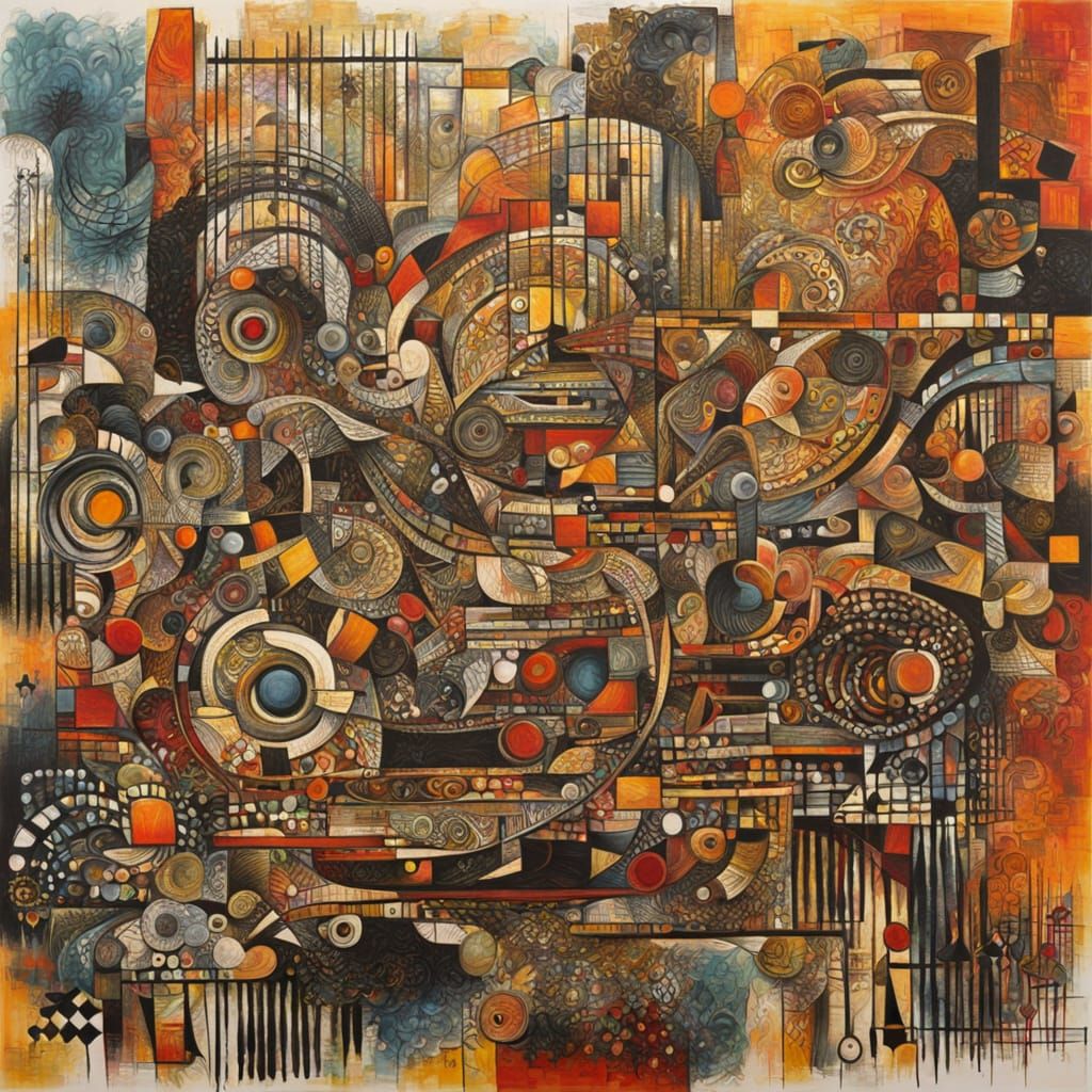 Expressionist Musical Score with Zentangle Patterns