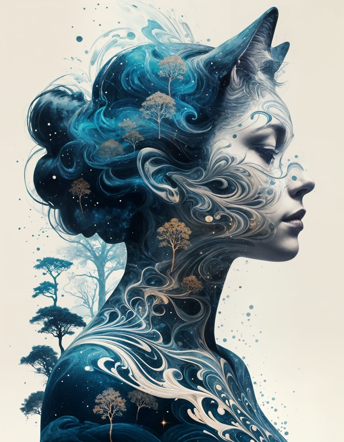 Swirling Energy Exoskeleton in Minimalist Style