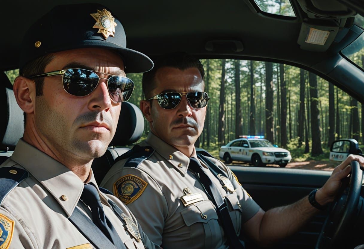 State Troopers in Patrol Car: Photorealistic Digital Art
