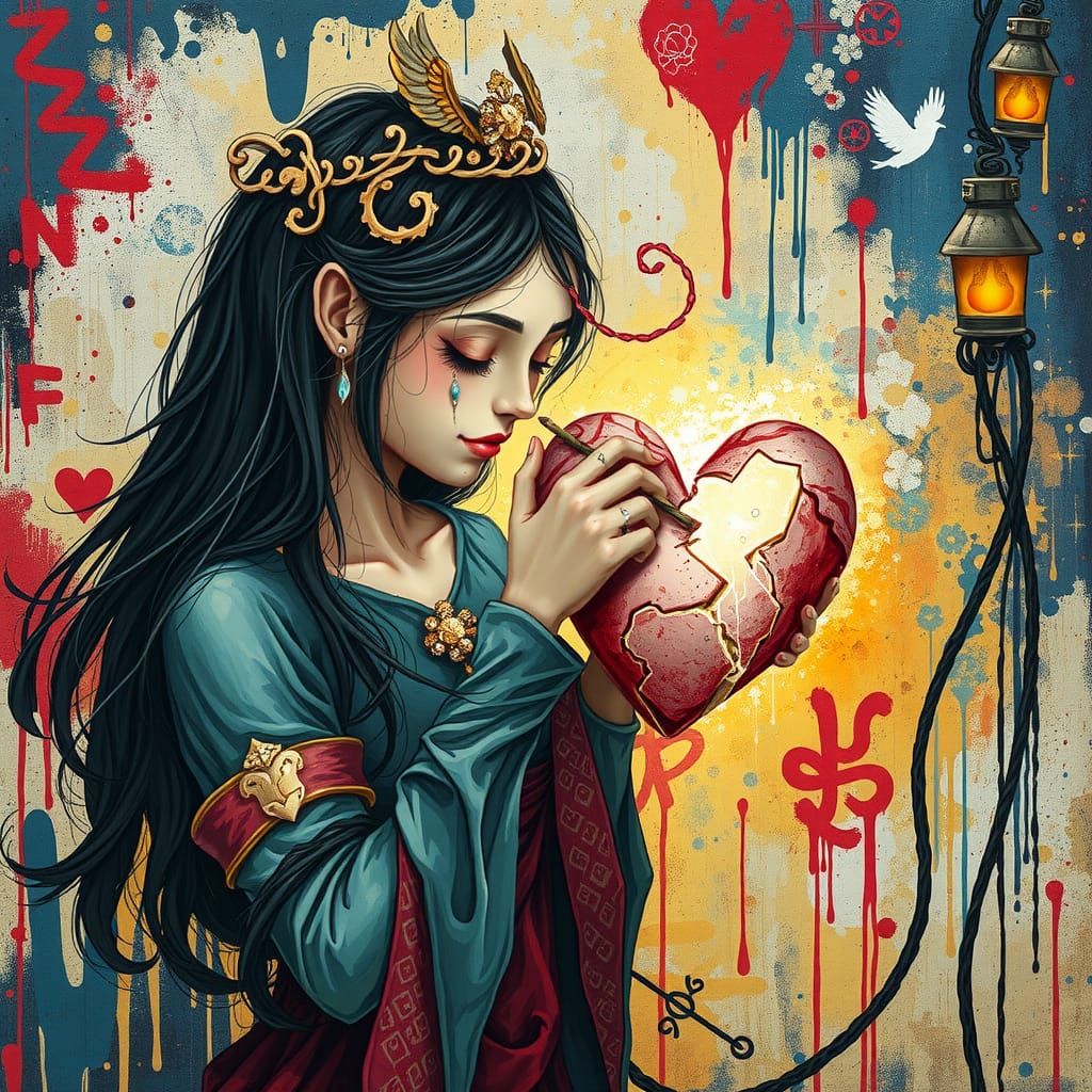 Repairing Broken Hearts: Digital Art with Street Art Element...