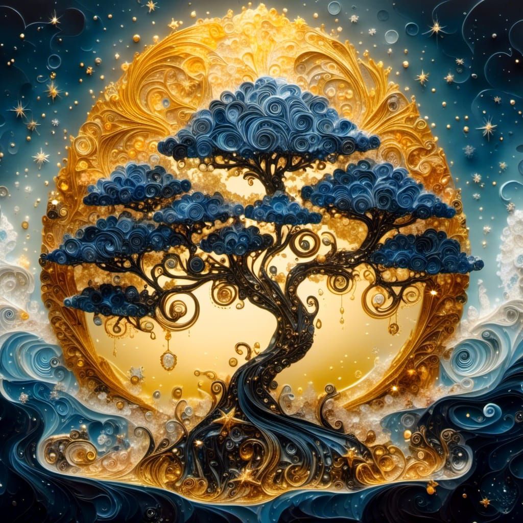 Magical Fantasy Landscape with Swirling Waters