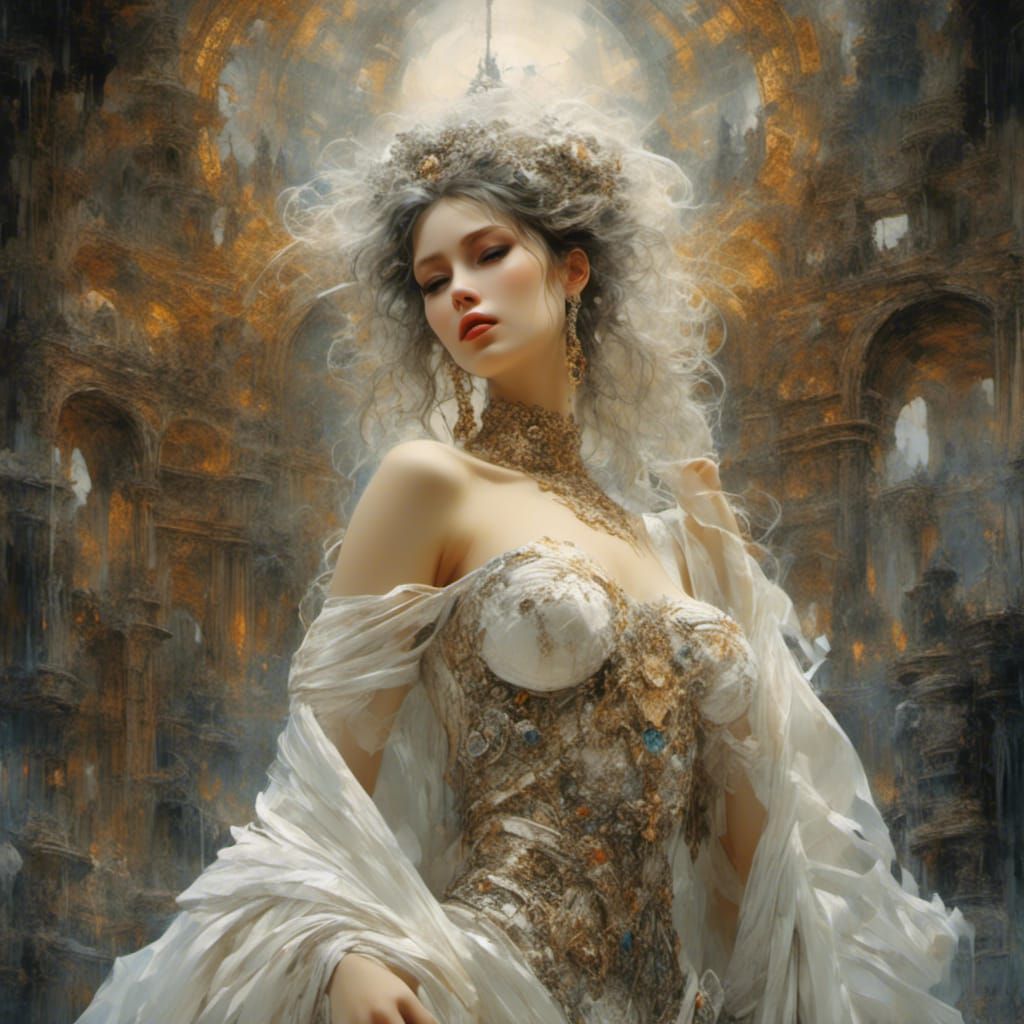 Beautiful Woman in Flowing Silk: Photorealistic Fantasy Art