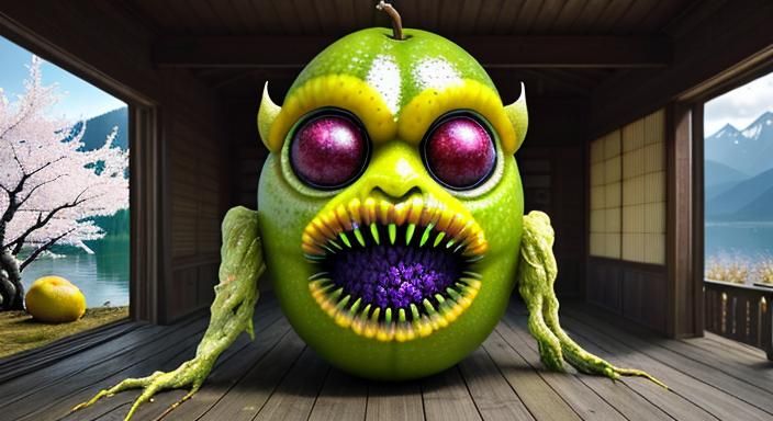 Horrifying Mutant Lemon Fruit Tree Monster in Forest