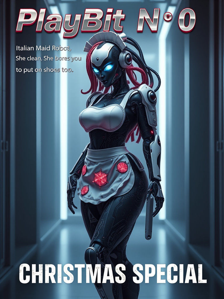 Cyborg Maid in Retro-Futuristic Style