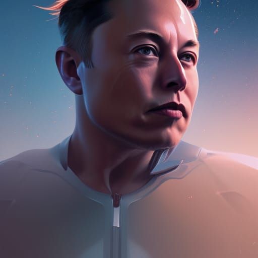 Elon Musk Portrait on Mars in Hyperdetailed Art