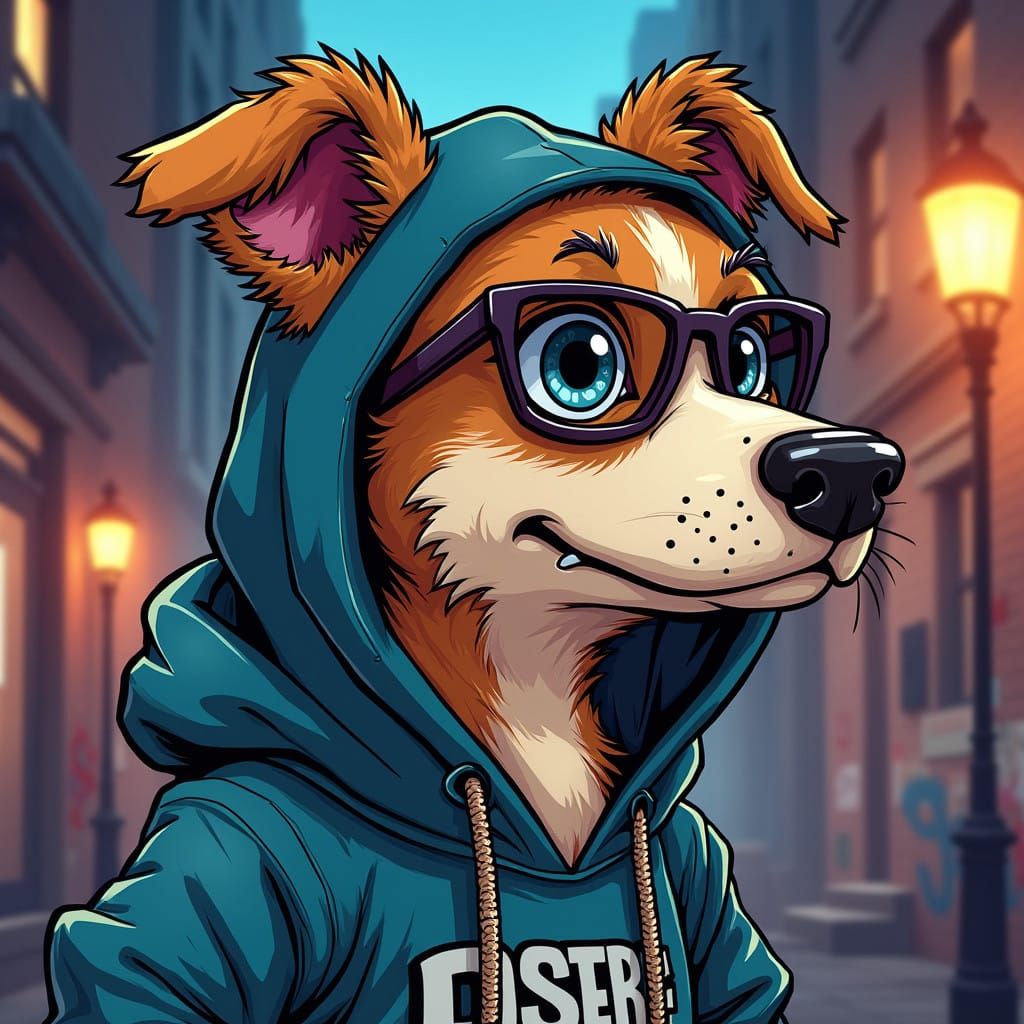 Gritty Street-Art Dog Gangster Profile