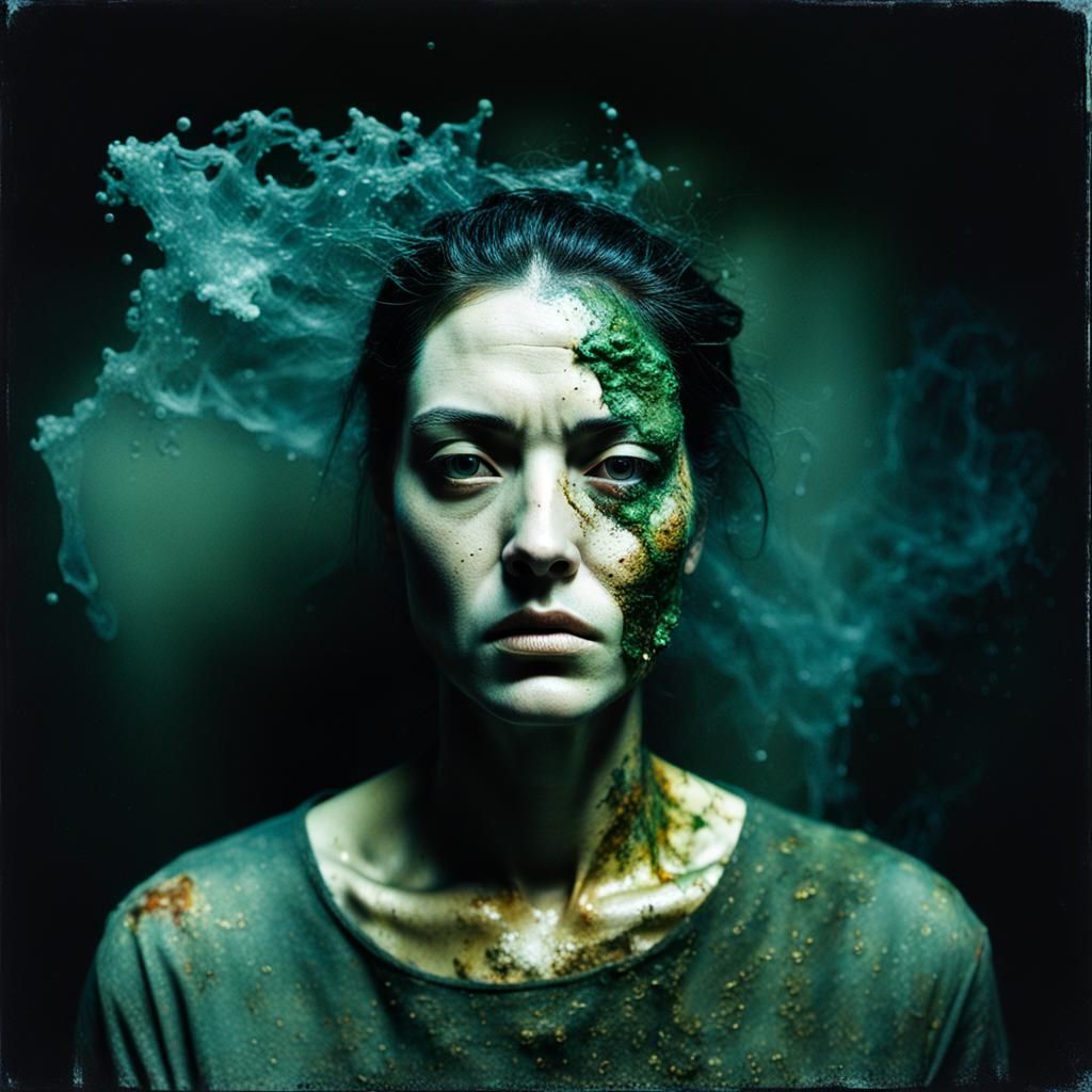 Grungy Experimental Self-Portrait with Moldy Film Effects