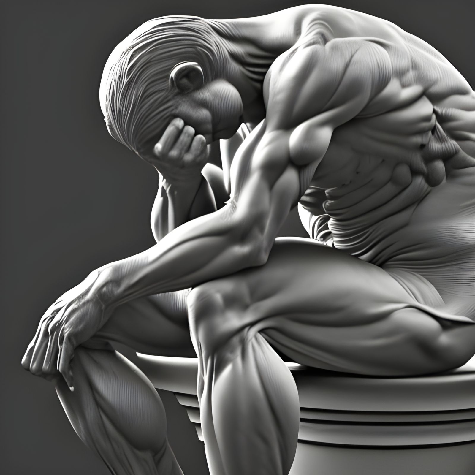 The Thinker on Toilet in Digital Art Style
