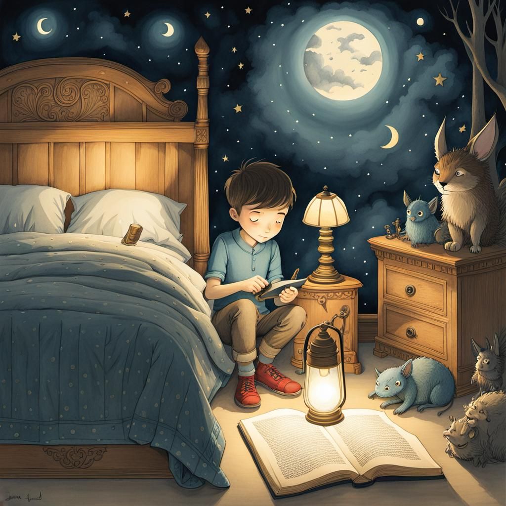 Whimsical Boy's Nighttime Monster Hunt