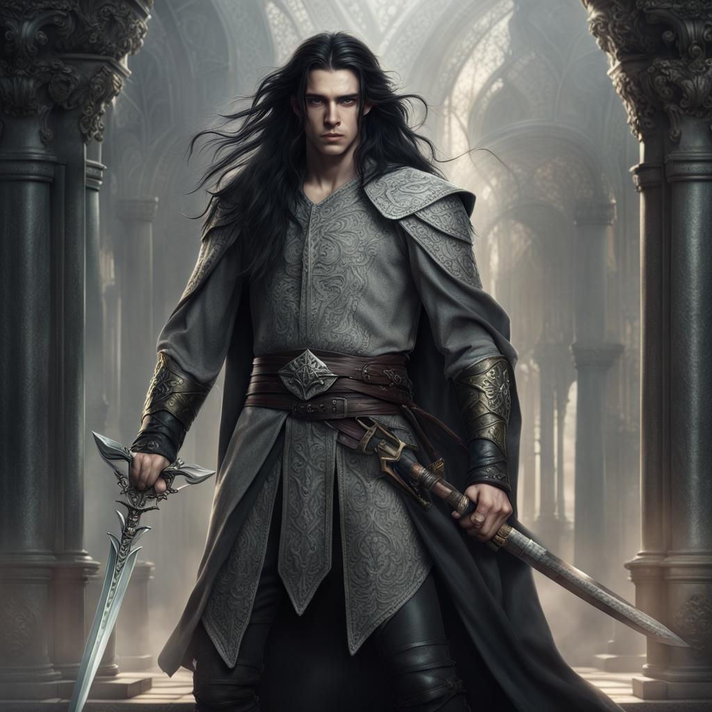 Elven Warrior with Jeweled Sword, Digital Matte Painting