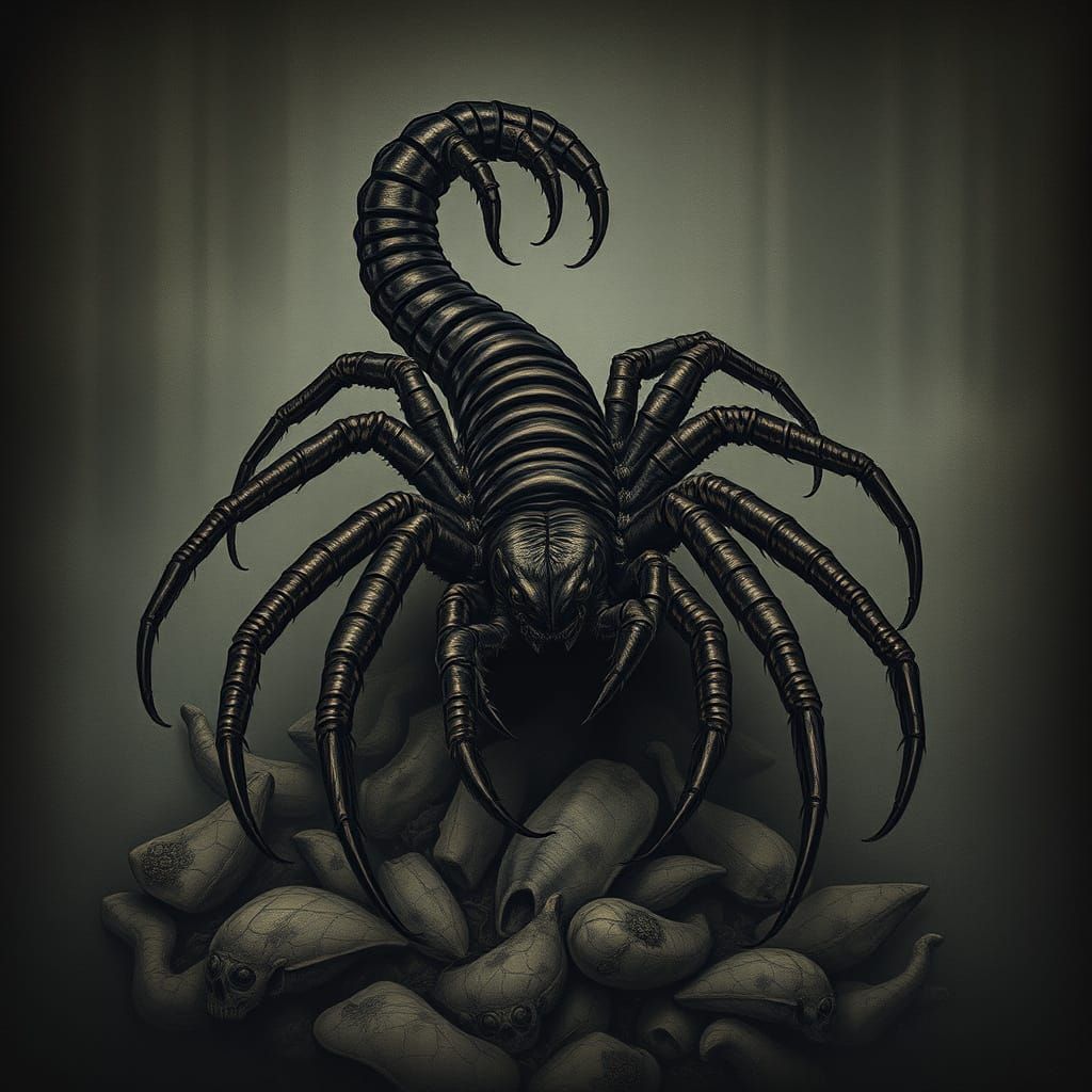 Dark Fantasy Scolopendra in Victorian-Era Gothic Style