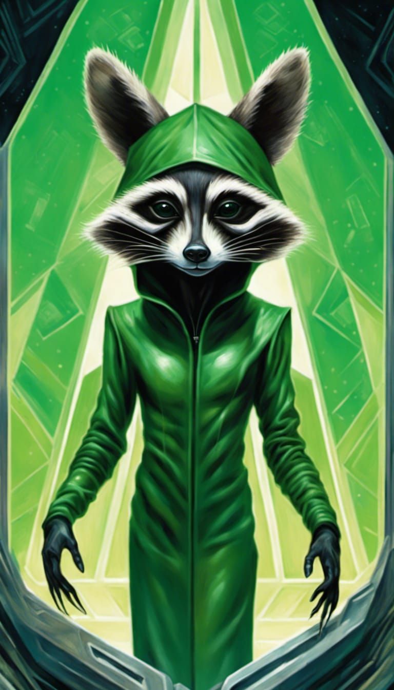 Futuristic Antarctic Base with Alien Raccoon in Sci-Fi Art