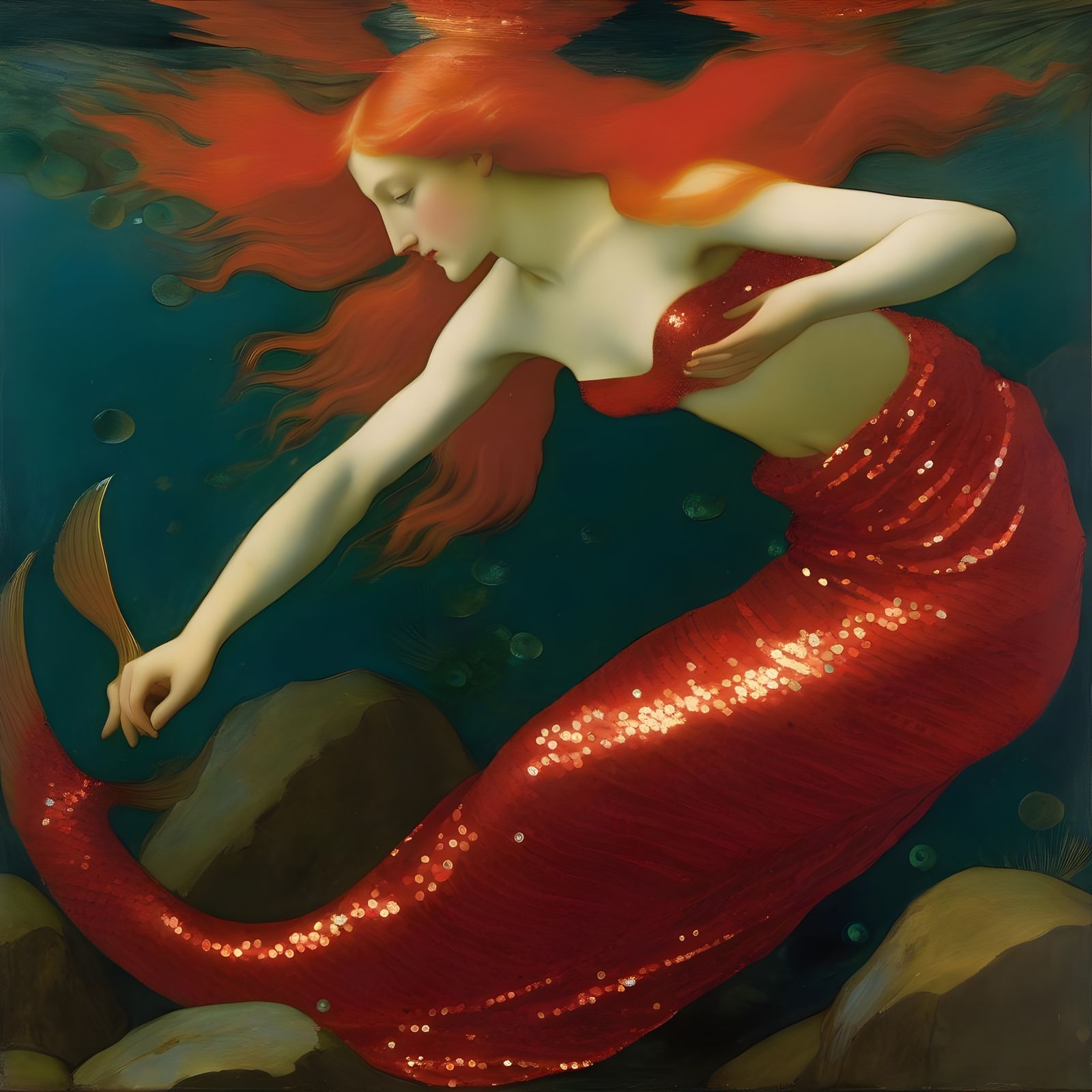 Mermaid in red