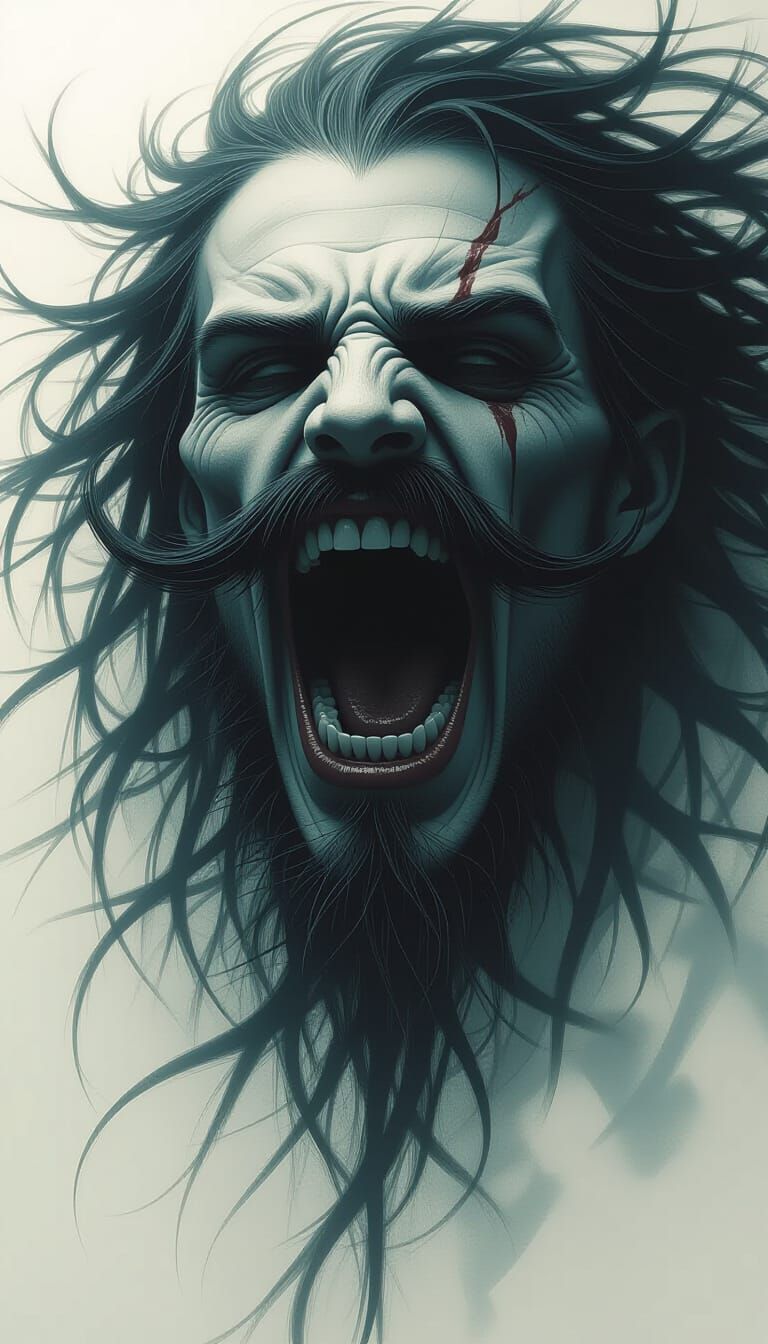 Terrifying Male Banshee Howl in Horror Art