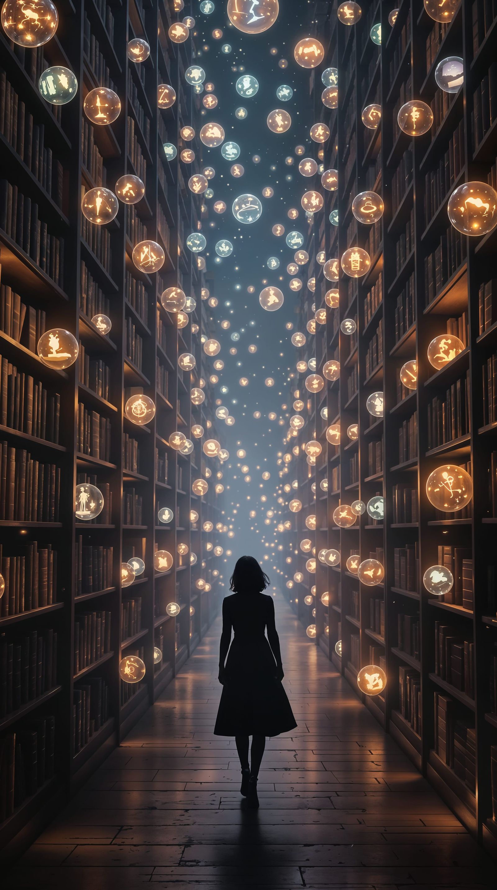 Surreal Dream Library in Digital Art Style