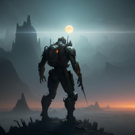 Zombie with Jetpack in Dark Fantasy Concept Art