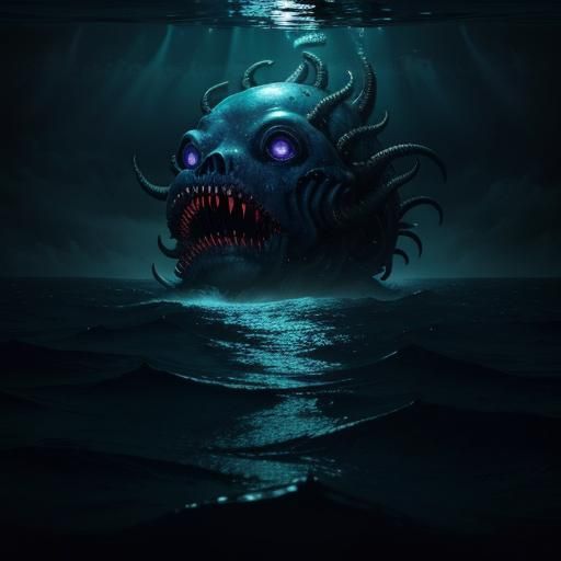 Lovecraftian Horror: Diver Devoured in the Deep Sea