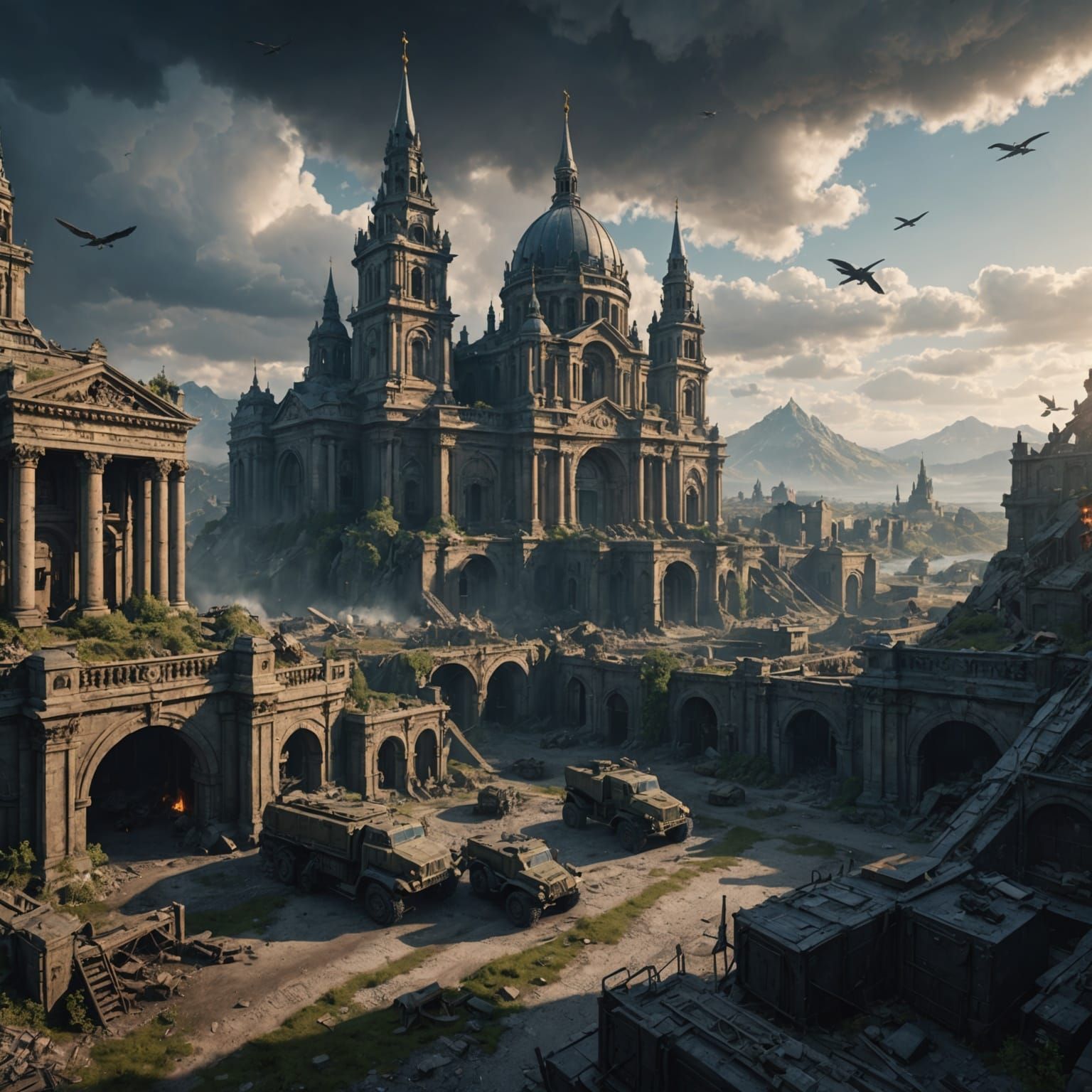 World War 3 Ruins: Detailed Matte Painting