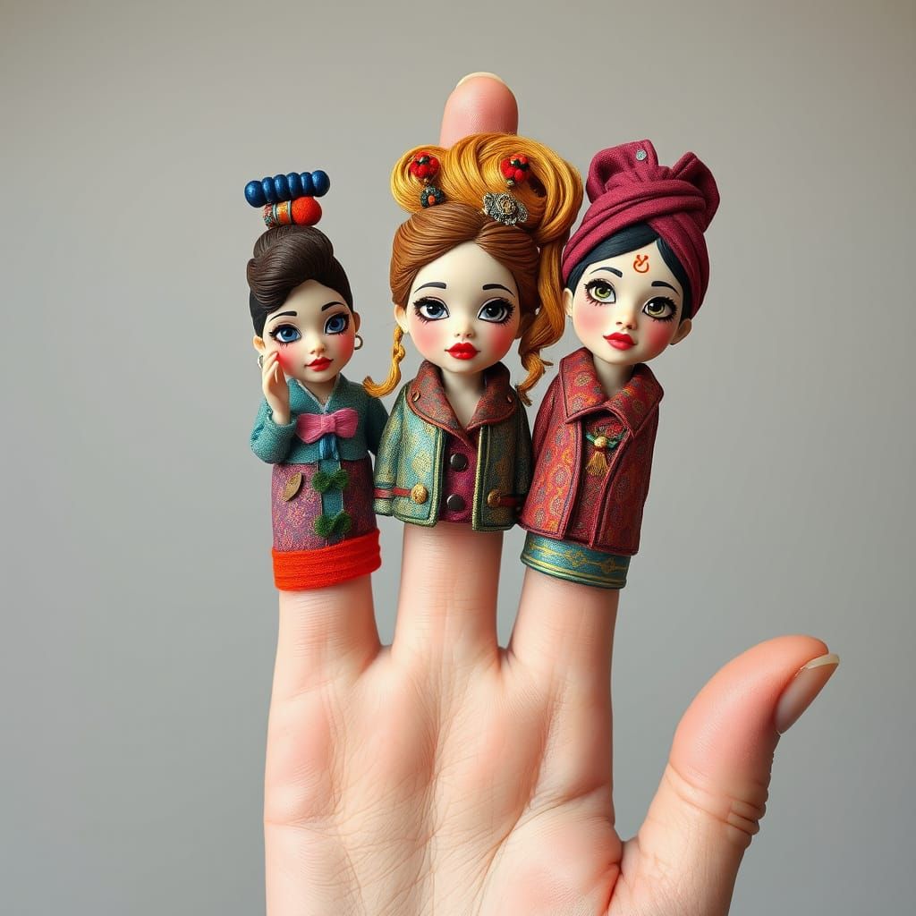 Surreal Hand with Faces in Pop Art Style