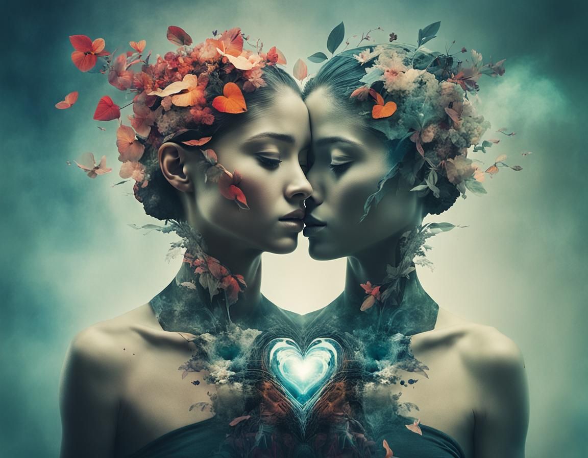 Surreal Double Exposure: Cybernetic Soul in Faded Colors