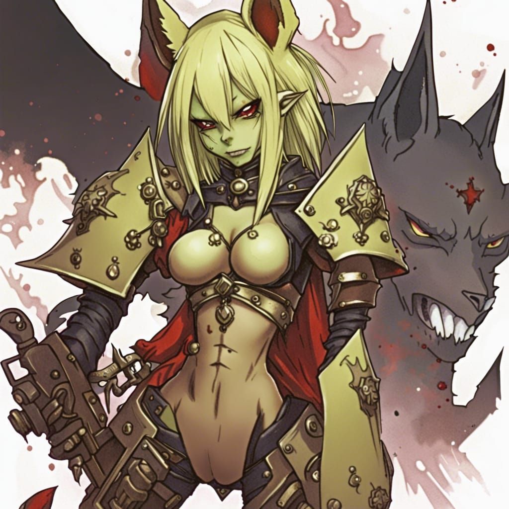 Anime Manga Female Goblin in Warhammer Style