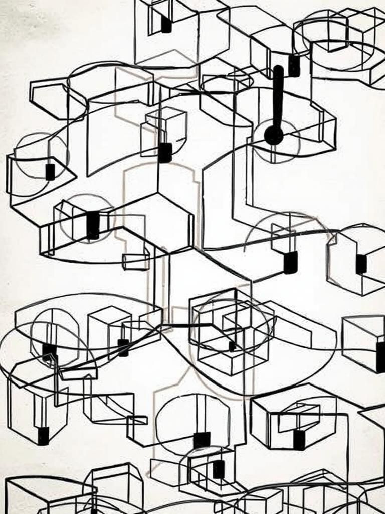 Woman by River with Abstract Geometric Time Flow