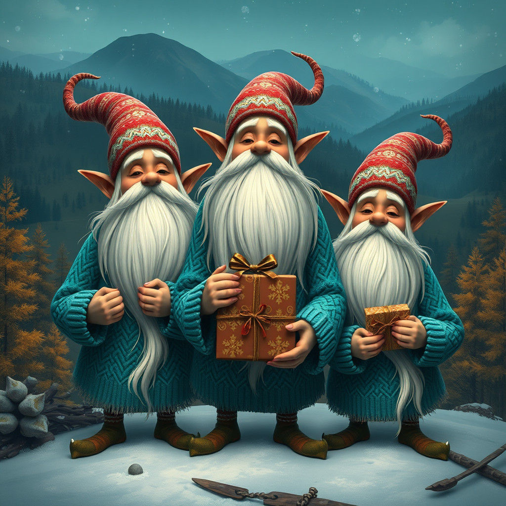 Whimsical Disney Elves with Gifts in Fantasy Forest