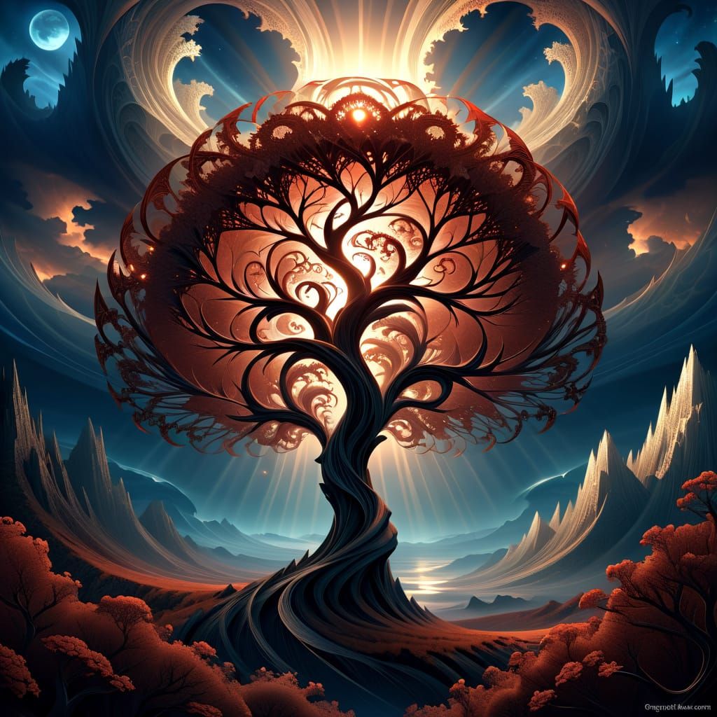 Fractal Splash Art in Dark Comic Book Style