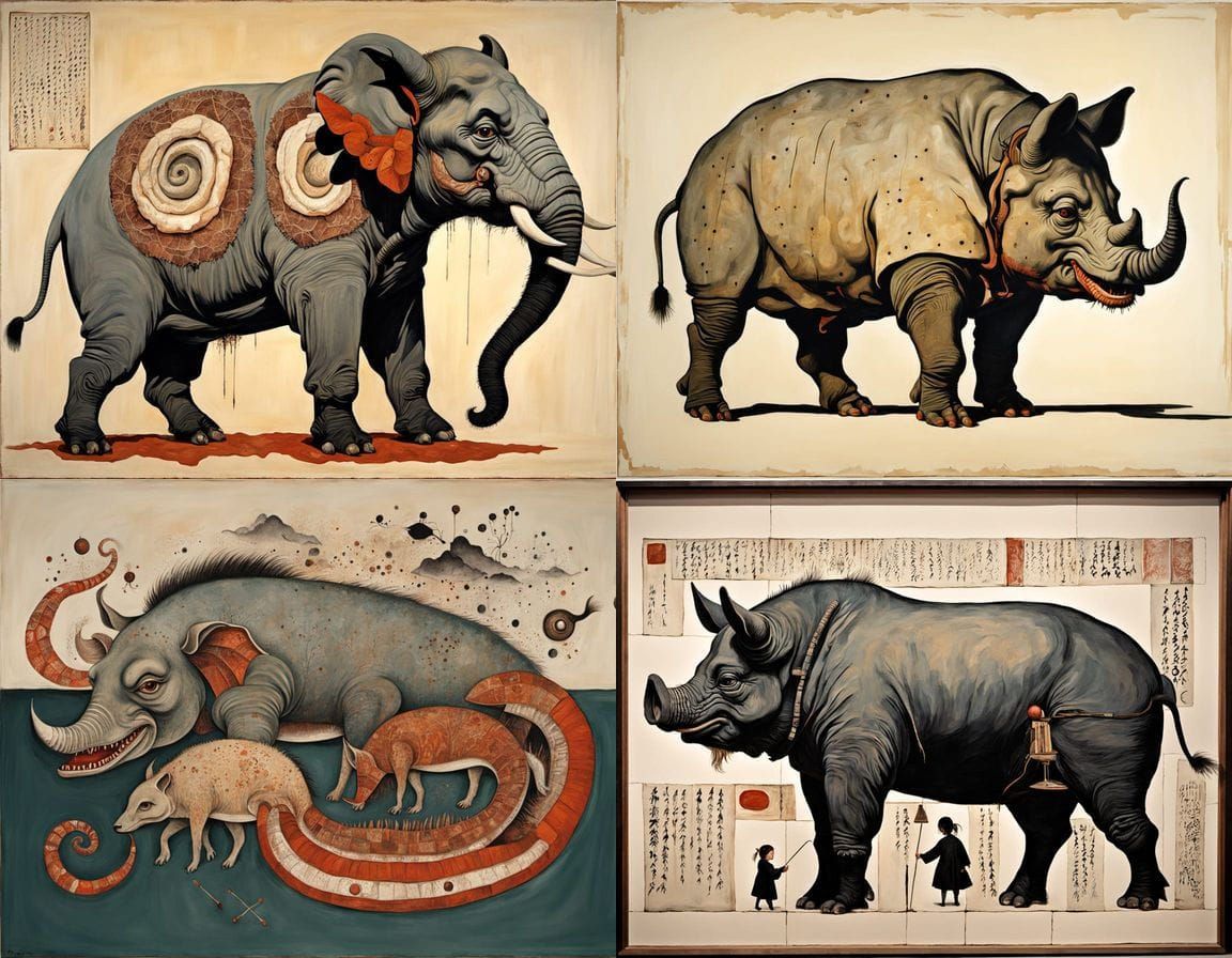 Mythical Hybrid Creature in Ukiyo-e Style