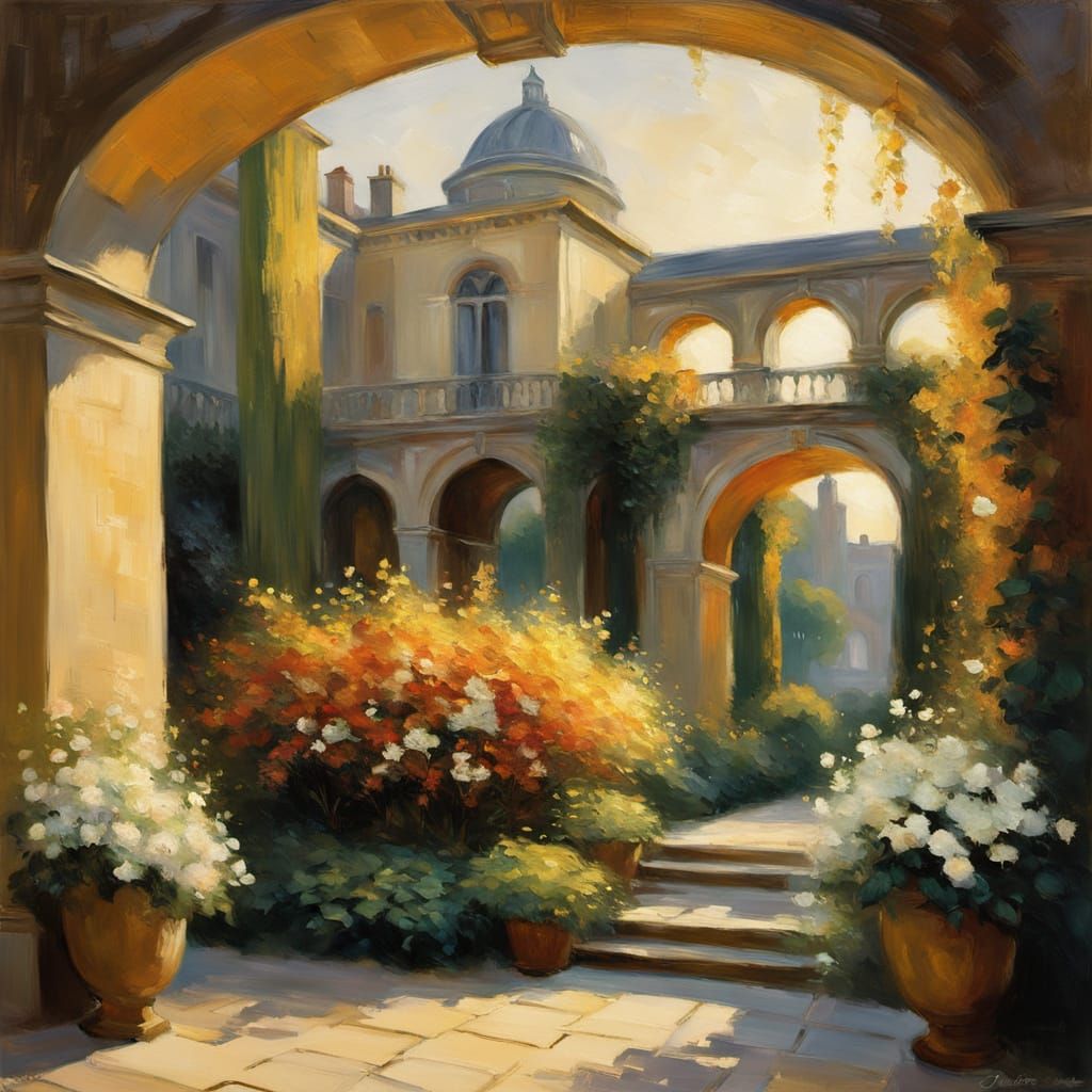 🌟 Jasmine:
An elegant courtyard under a velvet night sky, bathed in golden candlelight. Lush jasmine vines cascade from...