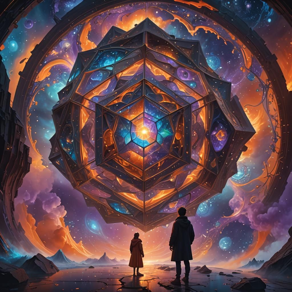 Dodecahedron Portal Reflecting Spatial Dimensions in Digital...