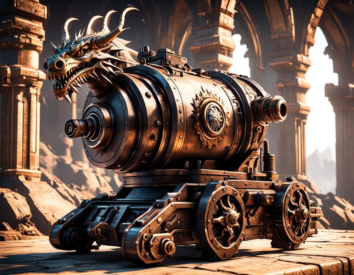 Epic Dragon Turret Cannon in 3D