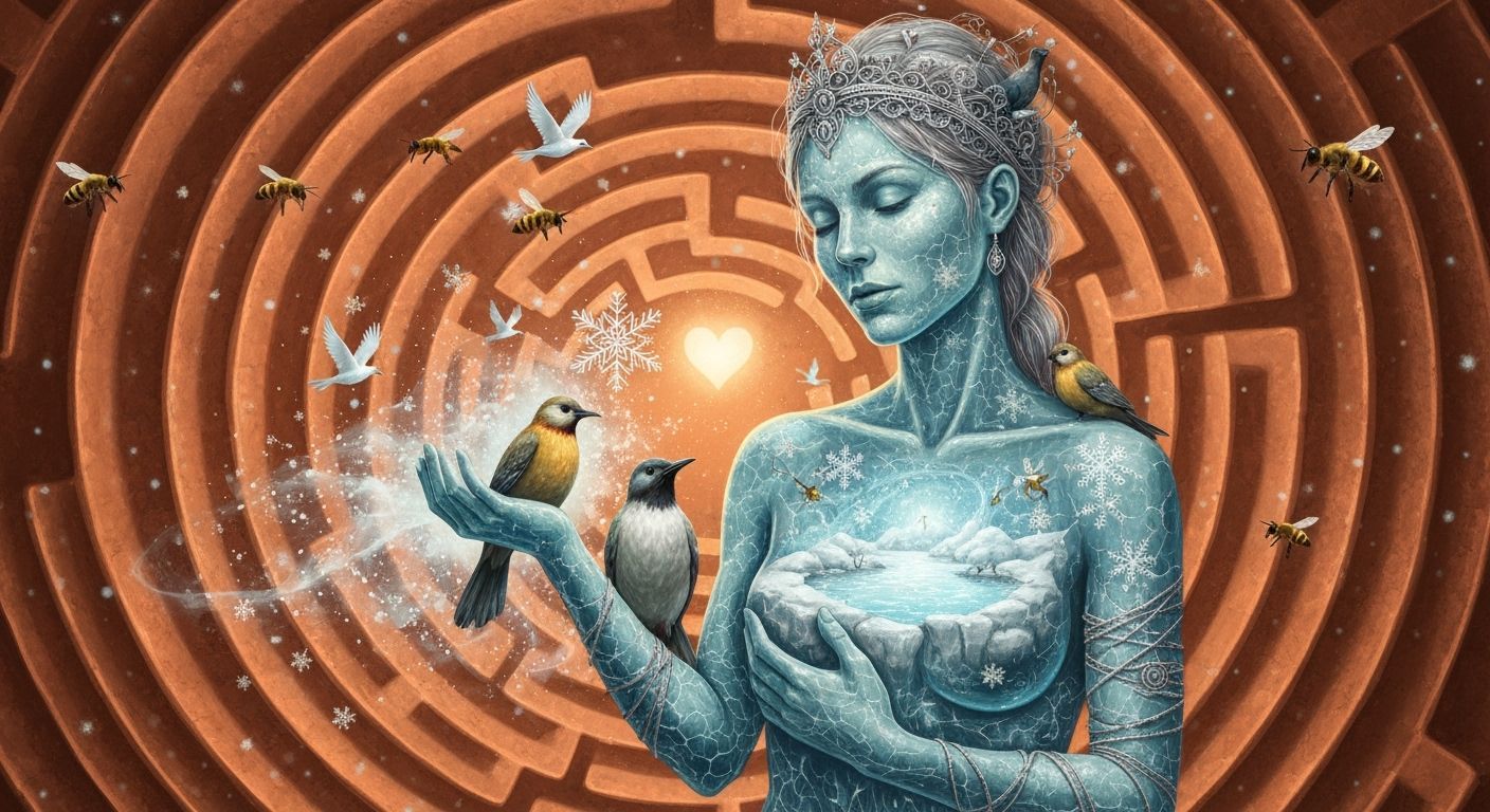 Mystical Shaman Reveals Bioluminescent Oasis in Copper Sky